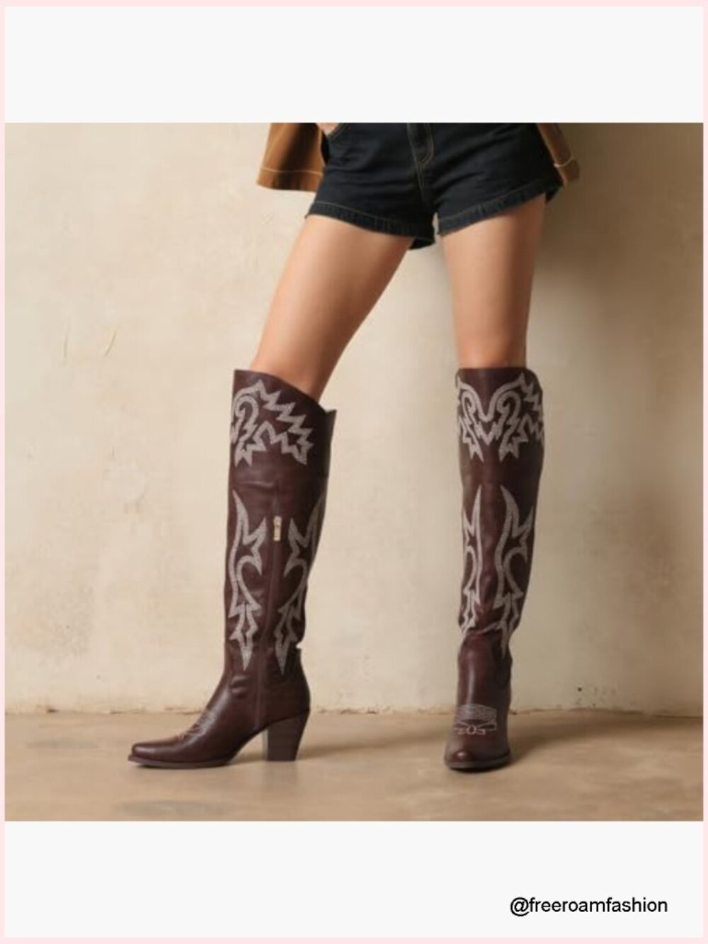 Over the Knee Boots Cowboy Boots Pointed Toe Chunky Heel Classic Western Boots - Picture 3 of 6